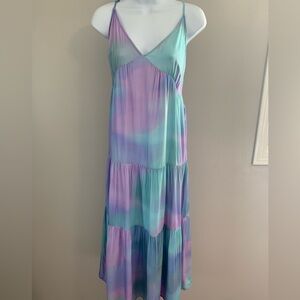 Just fab Spaghetti Strap Tie-Dye Tiered Maxi Dress